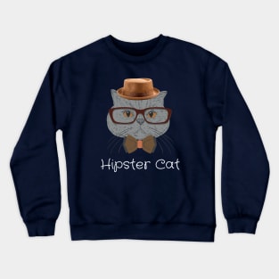 Hipster Cat Crewneck Sweatshirt